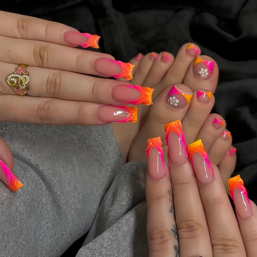 Trendy Flame Design Acrylic Nail Enhancements Stornfield