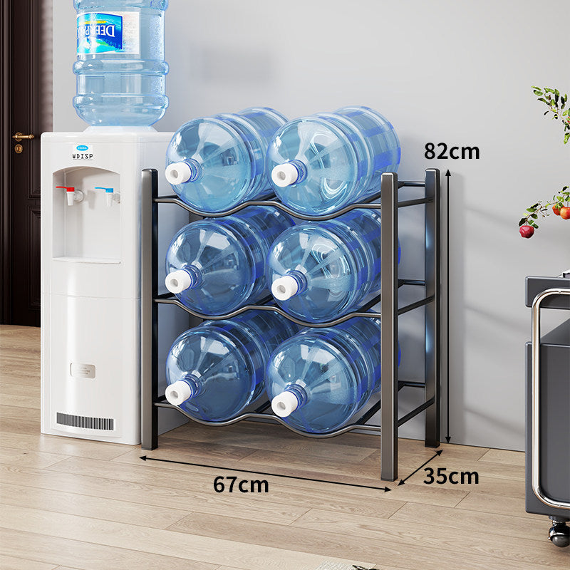 Three-Tier Vertical Water Jug Storage Rack Steel Frame Organizer for Large Bottles