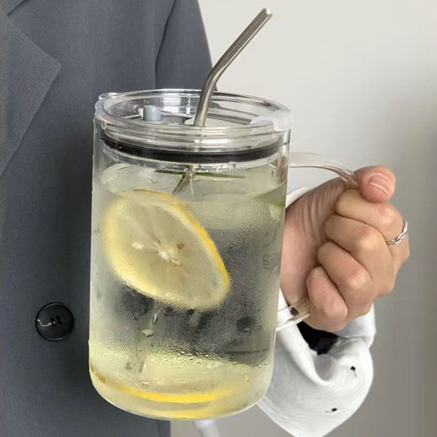 Ladies Multifunctional Glass Pitcher with Lid and Straw Stornfield