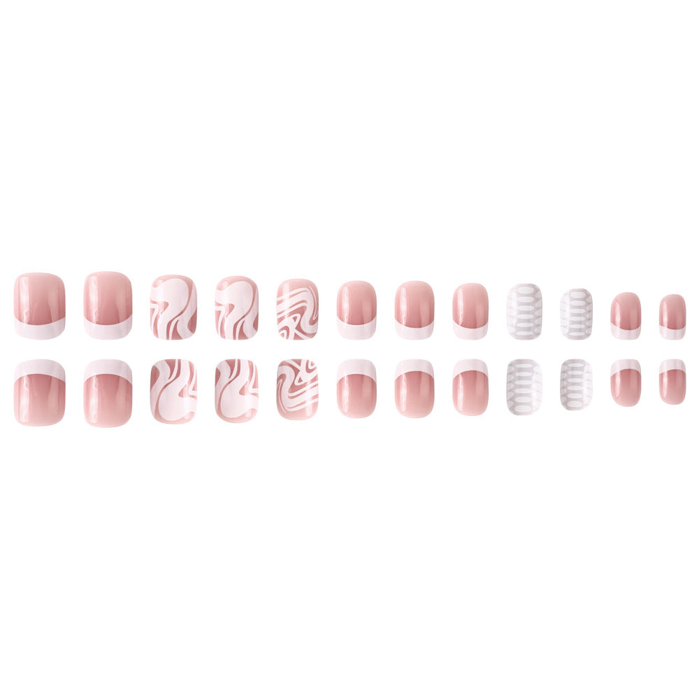 Artistic Press-On Nail Set with Marble and Textured Design Stornfield