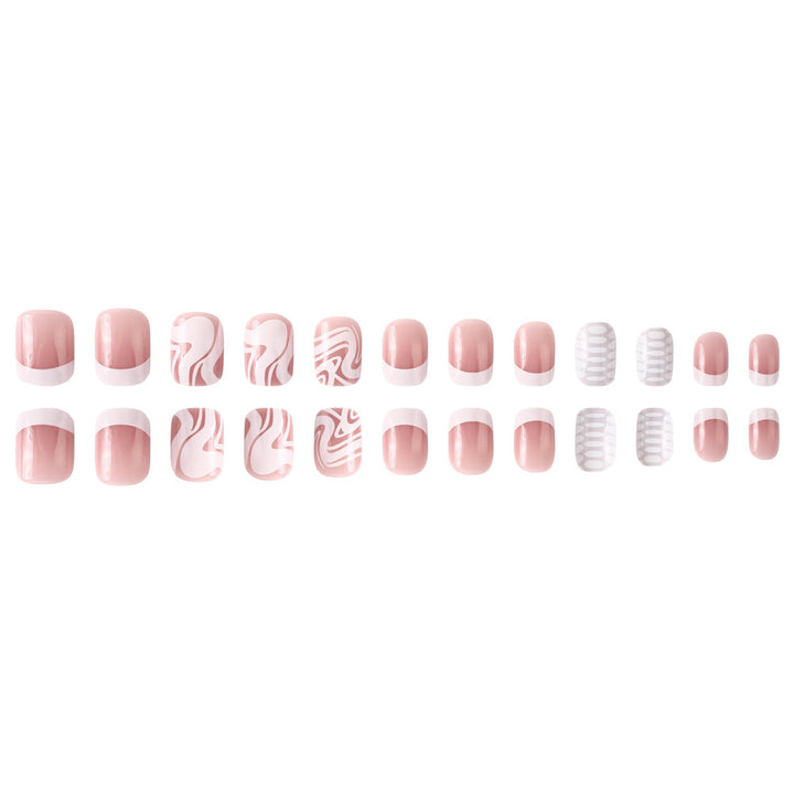 Artistic Press-On Nail Set with Marble and Textured Design Stornfield