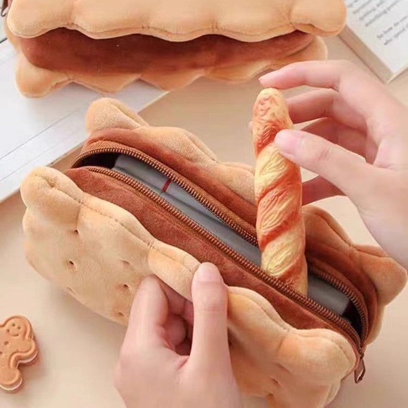 Plush Cookie-Shaped Pencil Case