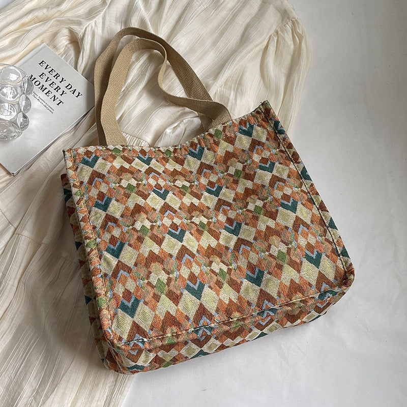 Colorful Geometric Patterned Tote Bag