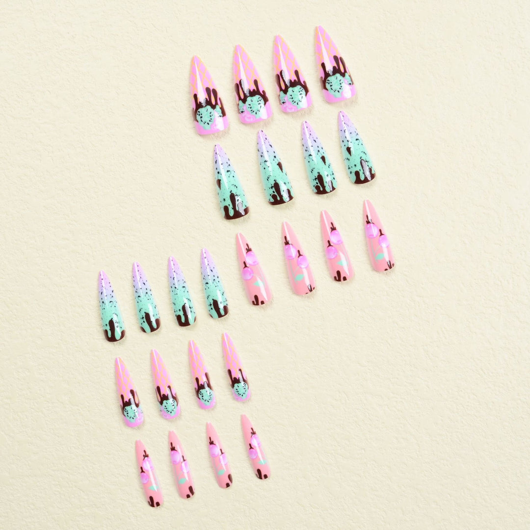 Nail art set with playful ice cream design Stornfield
