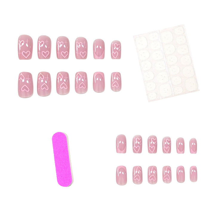 Romantic Heart-Pattern Nail Art Extensions Stornfield
