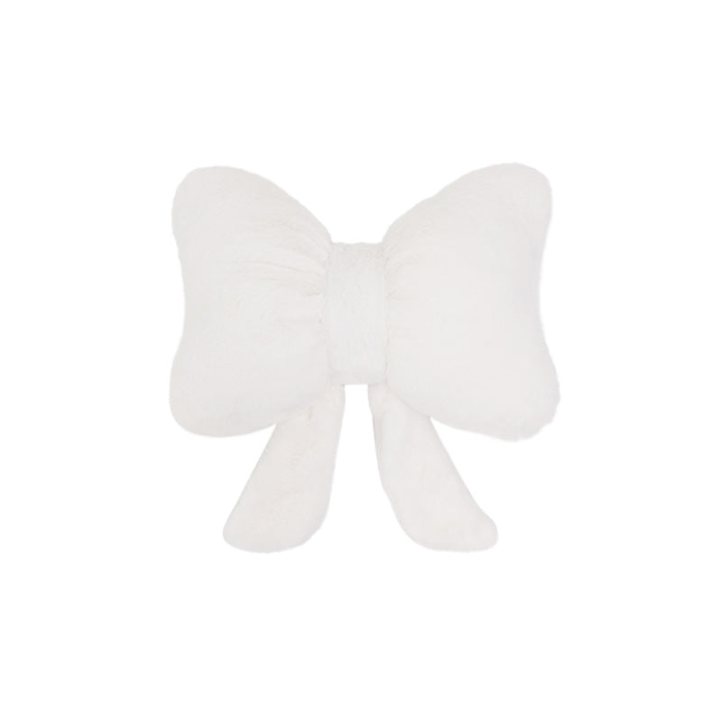 plush bow-shaped decorative throw cushion with long tails and faux-fur texture Stornfield