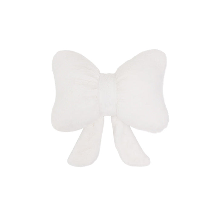 plush bow-shaped decorative throw cushion with long tails and faux-fur texture Stornfield