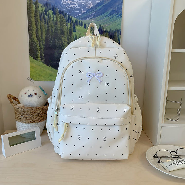 Polka Dot Design Backpack with Multi-Pocket Features Stornfield