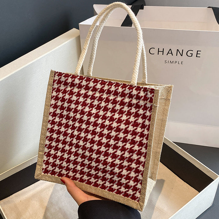 Handcrafted Houndstooth Tote Bag
