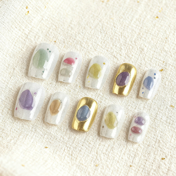 Artistic Stone-Inspired Press-On Nails Stornfield