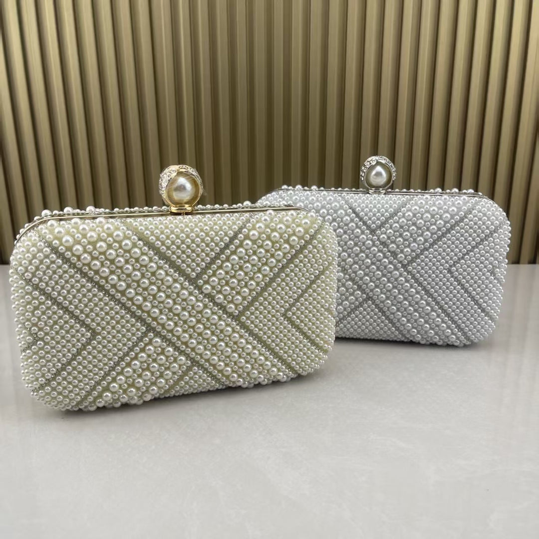 Pearl-Embellished Evening Clutch