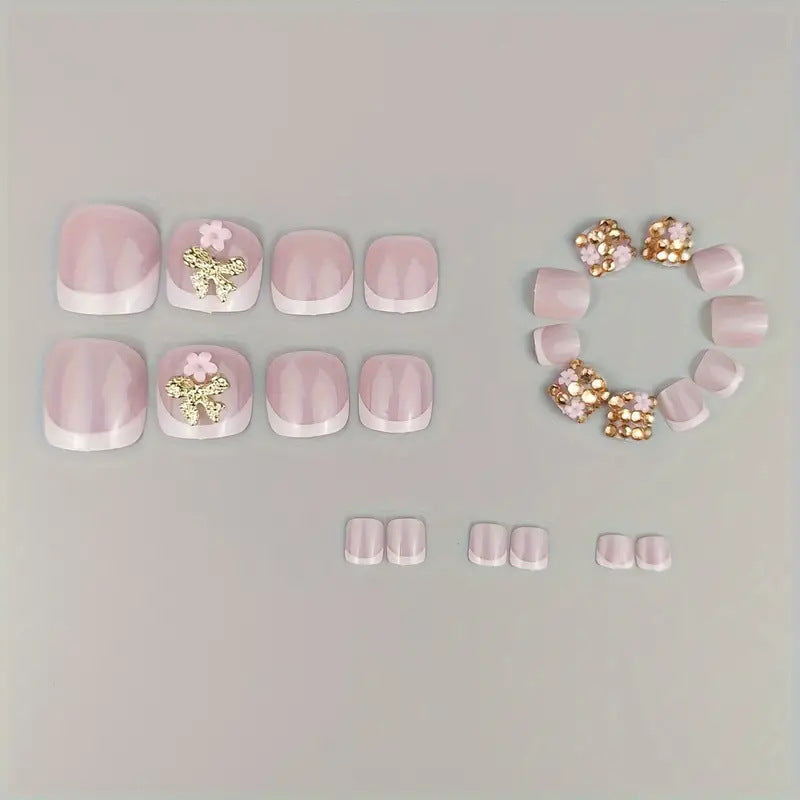 Nail art set with glamorous 3D flowers and bow decorations Stornfield