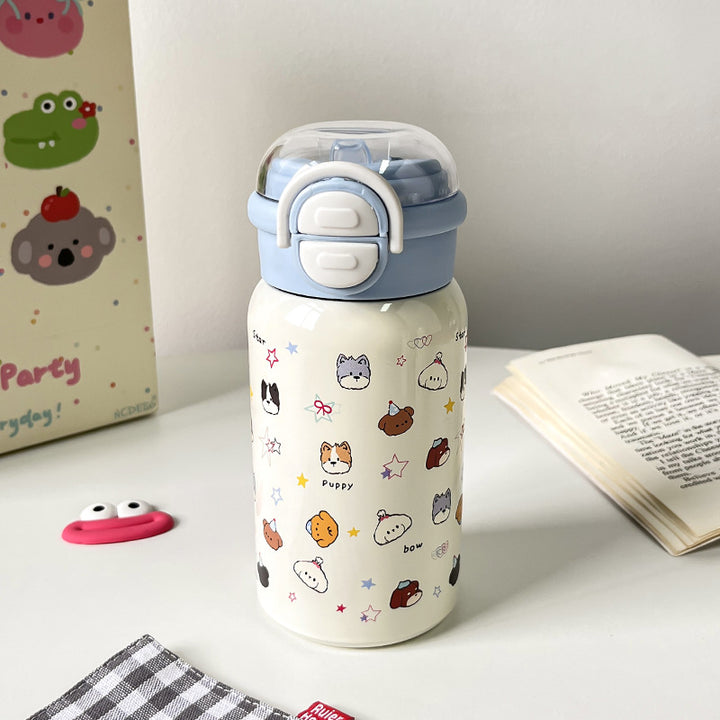 Women's insulated drinking bottle with secure flip lid and playful animal design Stornfield
