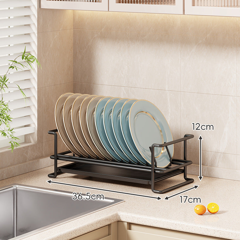 Compact Stainless Steel Countertop Plate Organizer with Removable Drip Tray