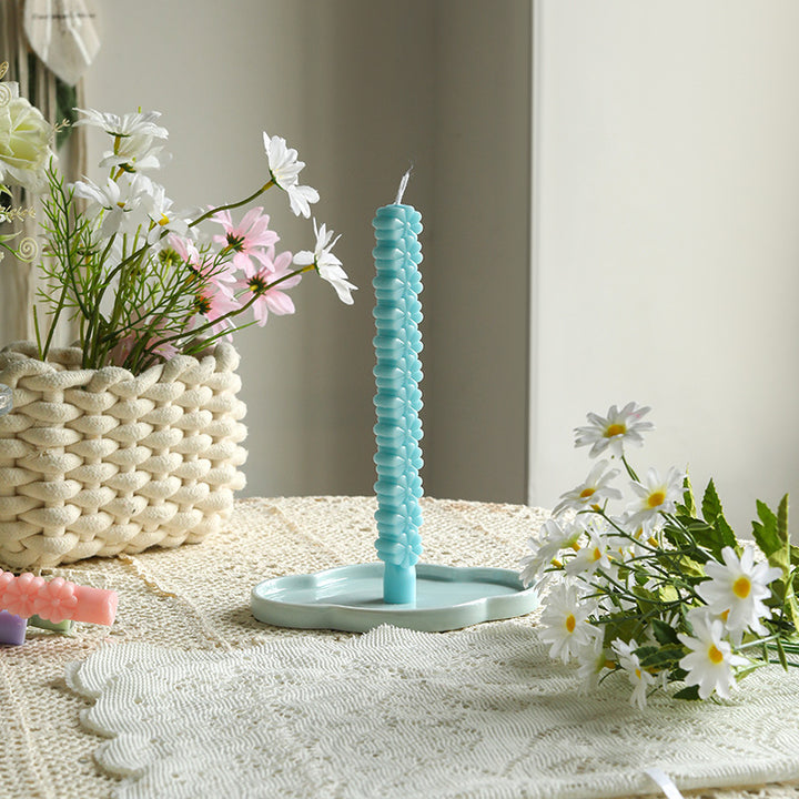 Sculptural Petal-Stack Taper Decorative Candle