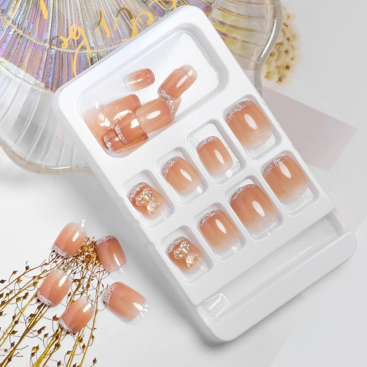 Decorative Press-On Nail Set with Butterfly Accents Stornfield
