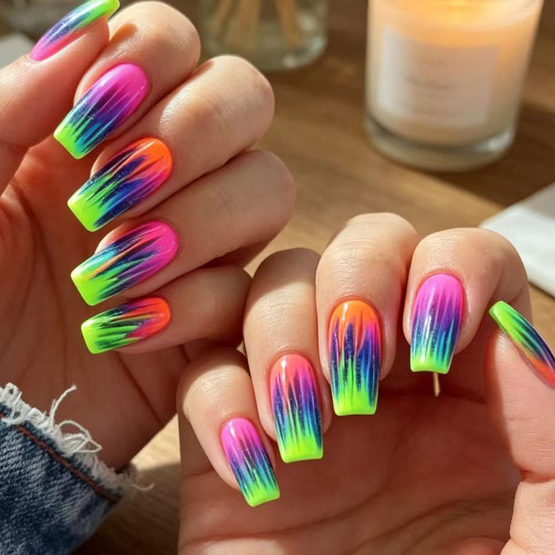 Creative Nail Art in Modern Neon Gradient Design Stornfield