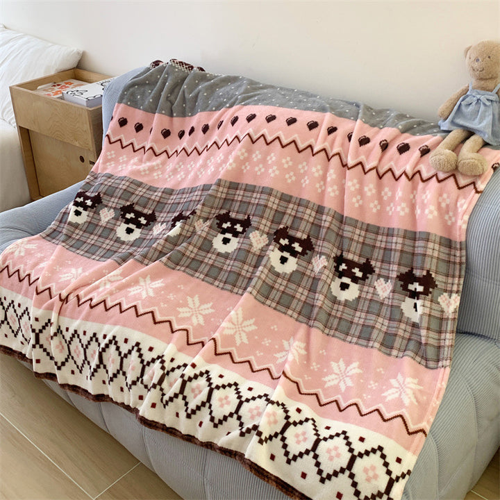 Cozy Plush Cartoon Dog-Themed Throw Blanket