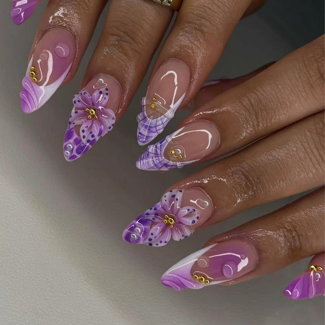 Floral-Inspired Stiletto Press-On Nails Stornfield