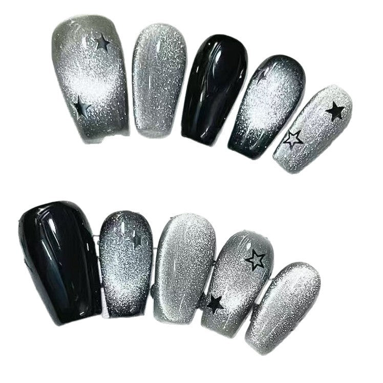 Glittery Star-Pattern Press-On Nail Art Set Stornfield