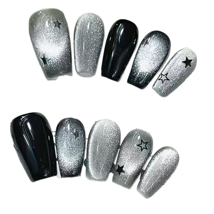Glittery Star-Pattern Press-On Nail Art Set Stornfield