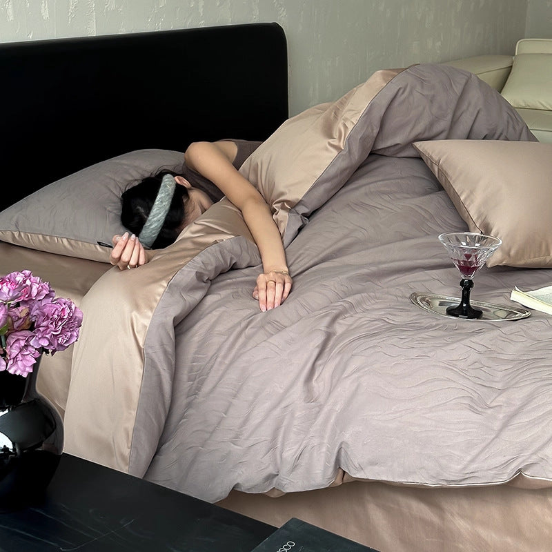 Luxurious Textured Satin Bedding Set Stornfield