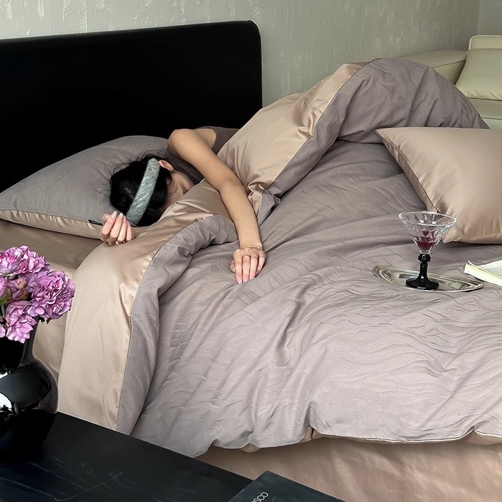 Luxurious Textured Satin Bedding Set Stornfield
