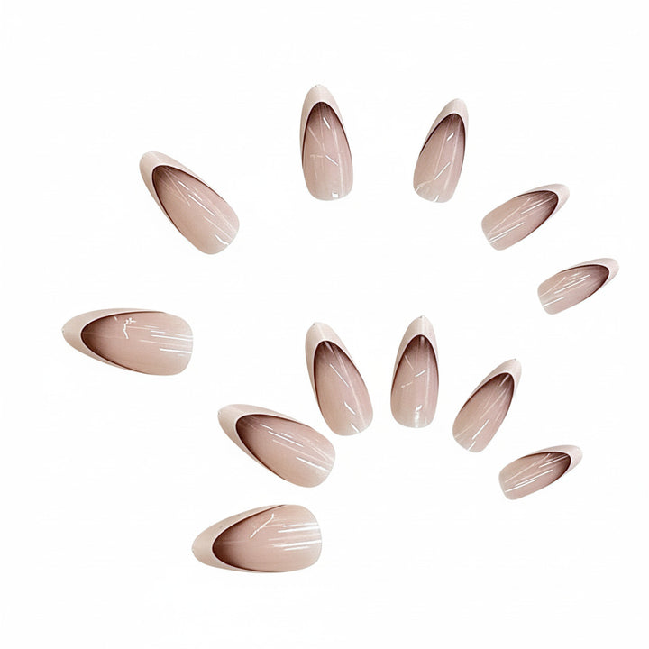 French Tip Almond-Shaped Press-On Nails Stornfield