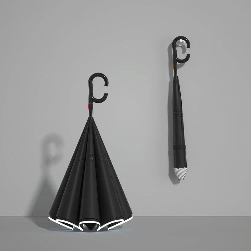 Women automatic folding umbrella with ergonomic design and strong wind resistance elements Stornfield