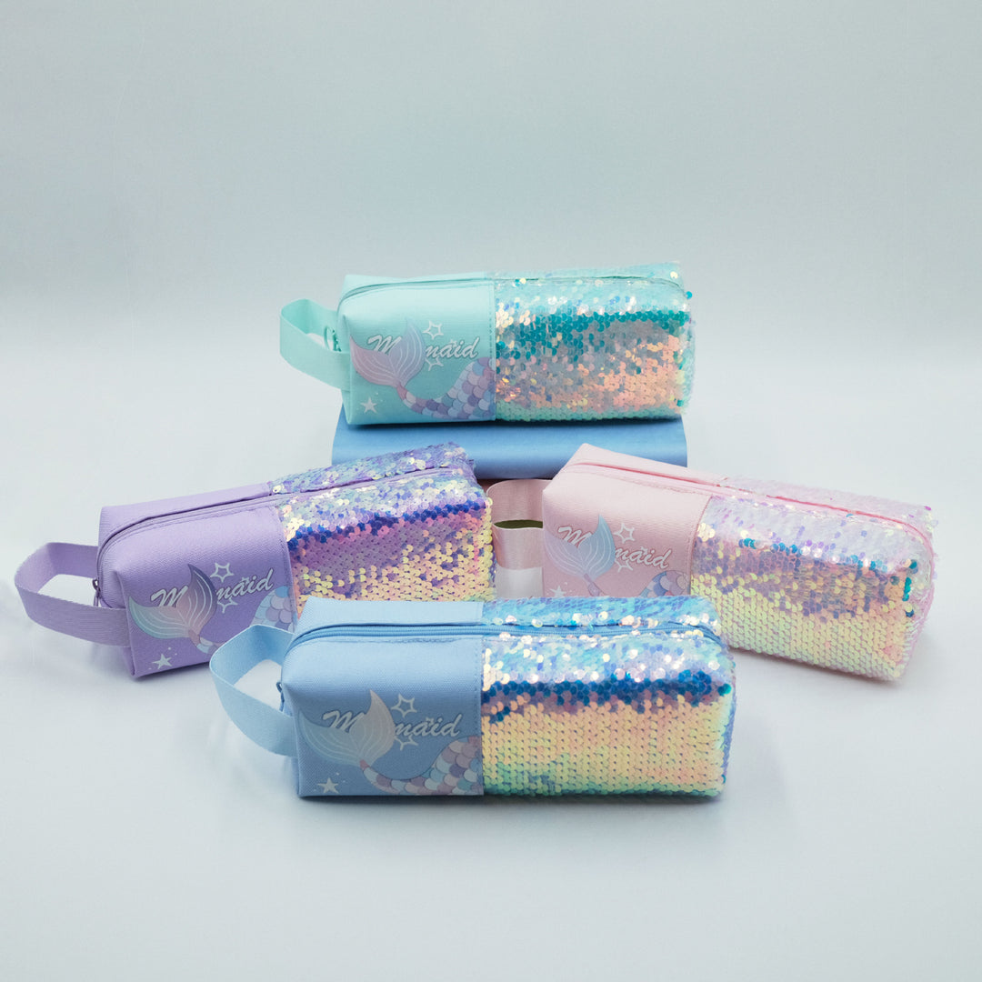 Mermaid-Themed Glitter Pencil Case