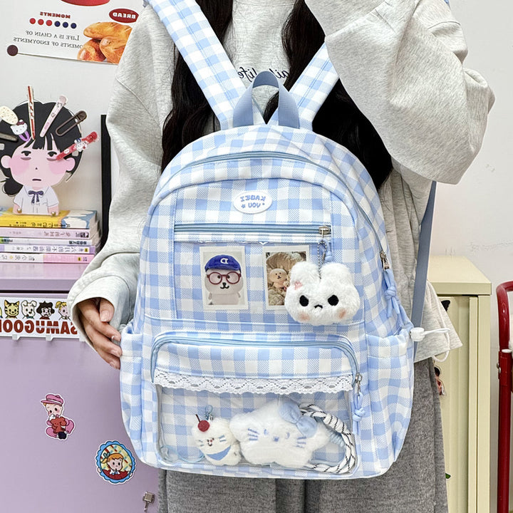 Transparent Front Pocket Checkered Backpack Stornfield