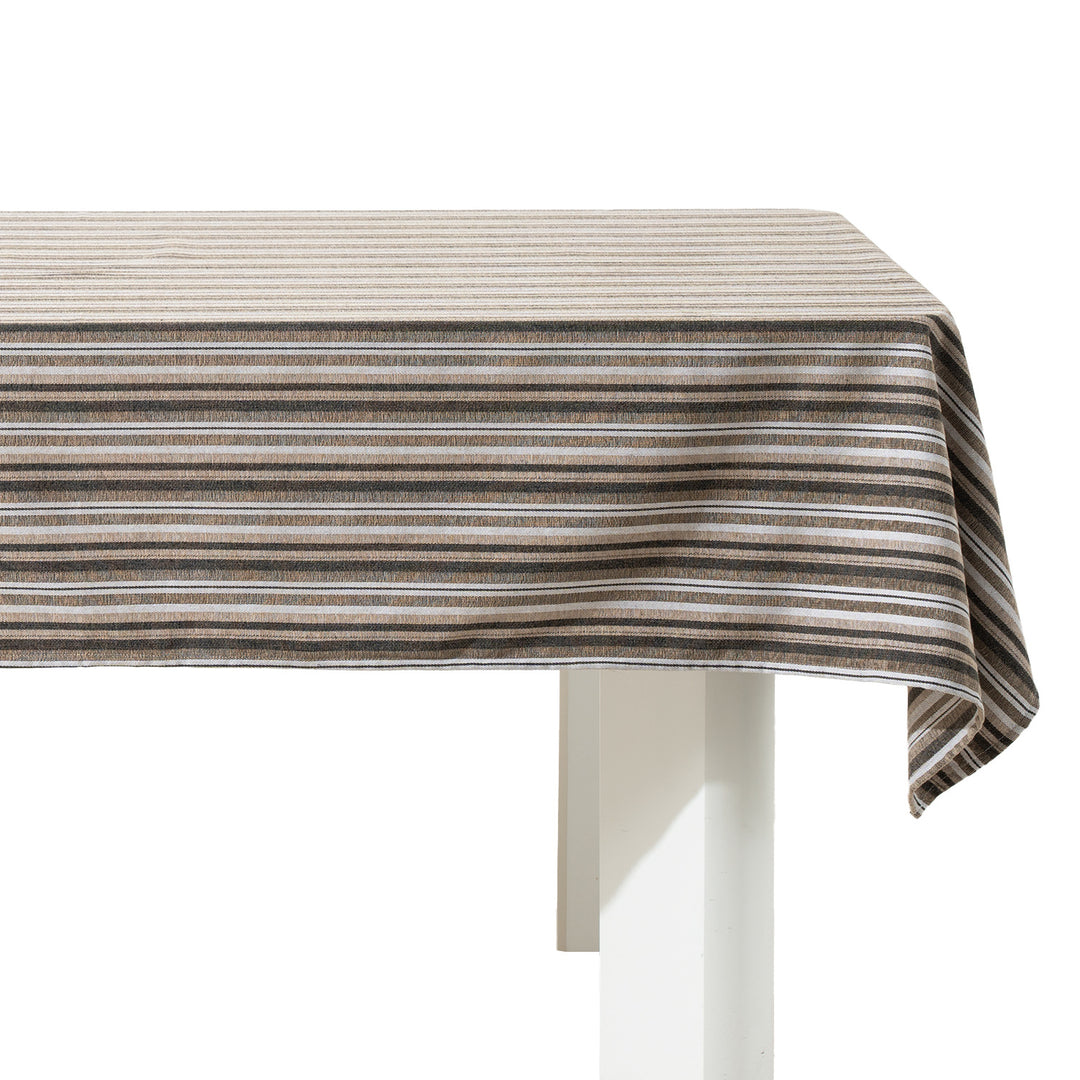Tablecloth made of cotton-linen with delicate stripe woven pattern