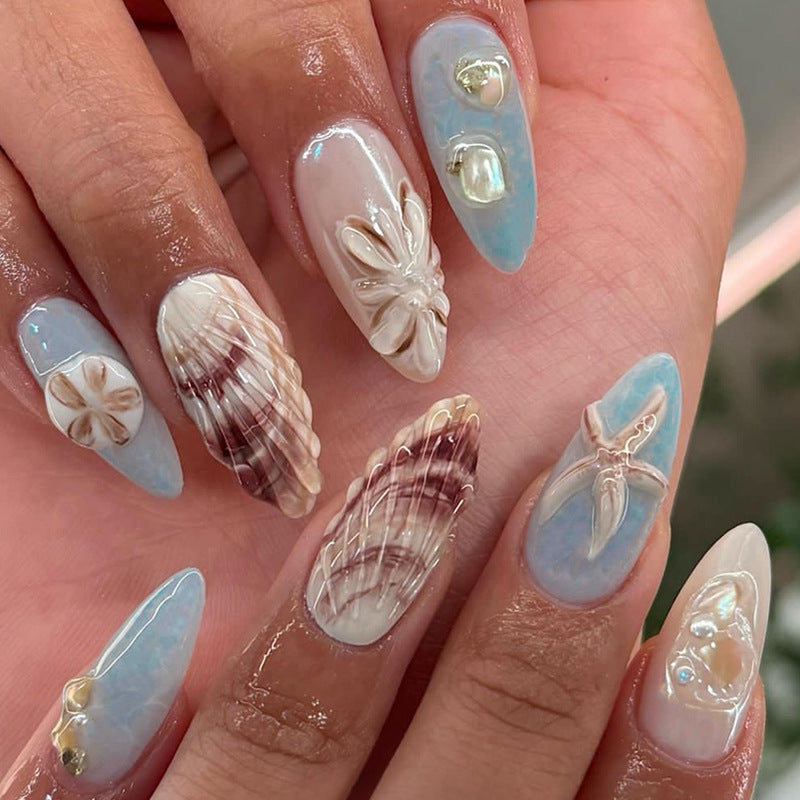 Decorative Press-On Nail Art Set with Coastal Theme Stornfield