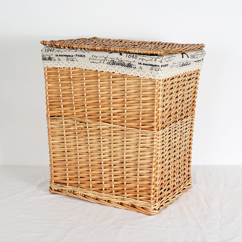 Ladies laundry basket with decorative fabric trim and practical lid Stornfield