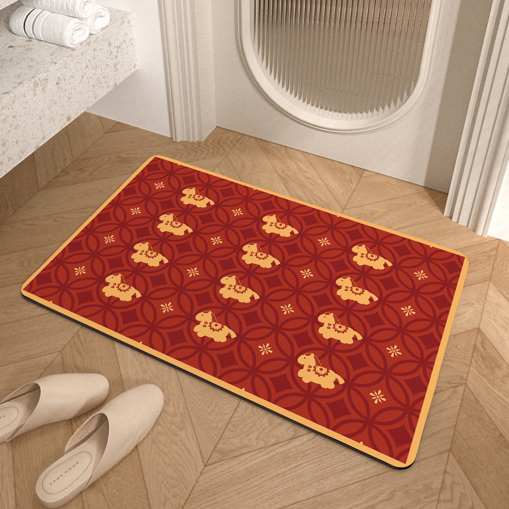 Playful Horse-Themed Memory Foam Bath Mat Stornfield
