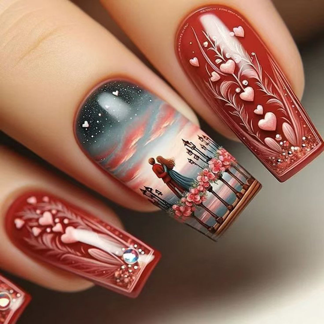 Artificial nails with Romantic Couple motif Stornfield
