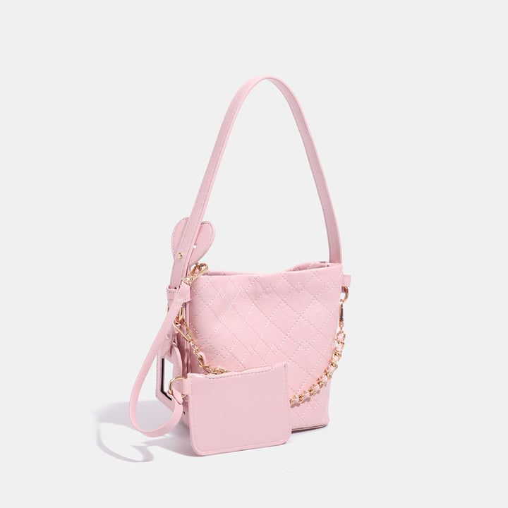 Textured Leather Bucket Handbag