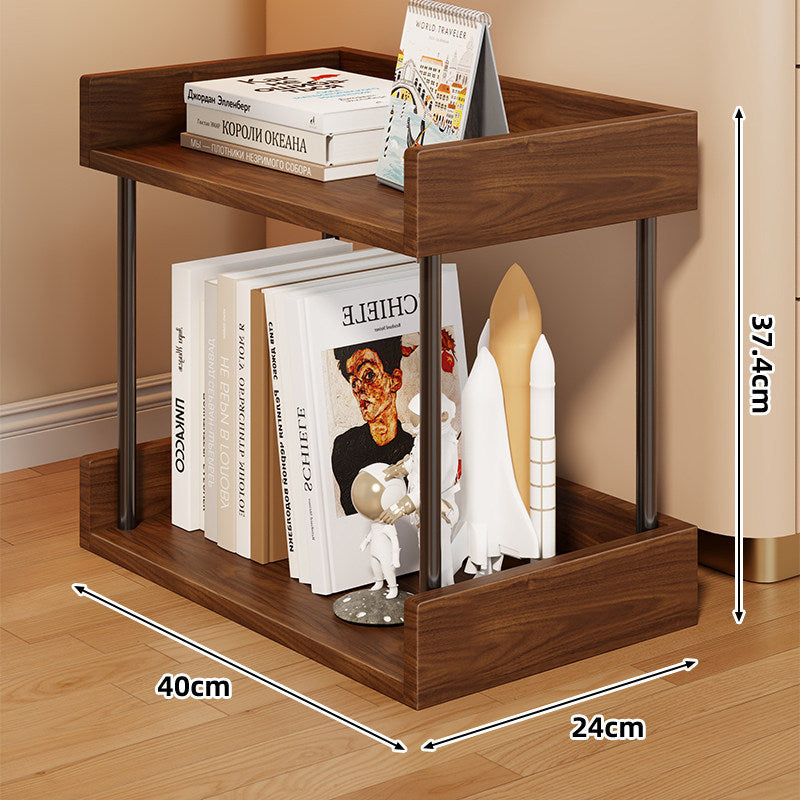 Stacked Mobile Rolling Storage Cart Bookshelf with Protective Raised Edges and Locking Casters