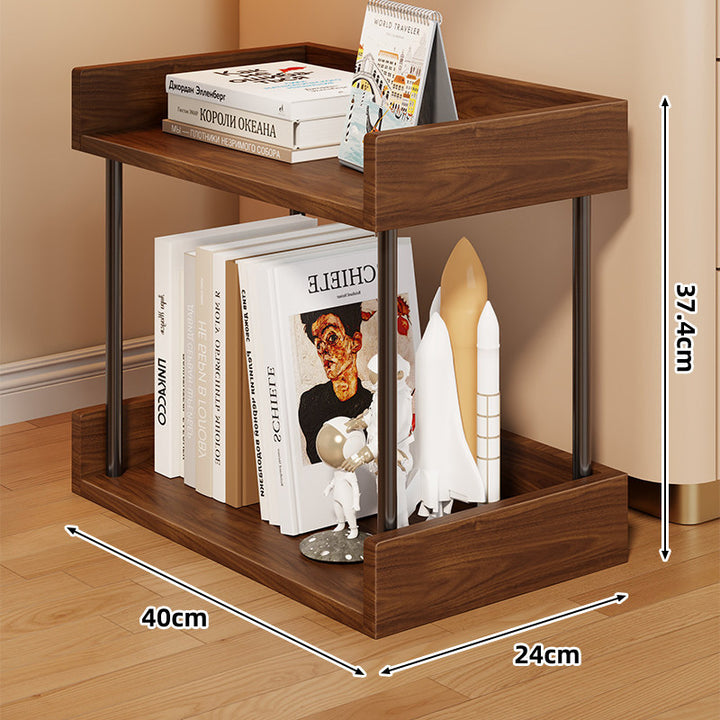 Stacked Mobile Rolling Storage Cart Bookshelf with Protective Raised Edges and Locking Casters