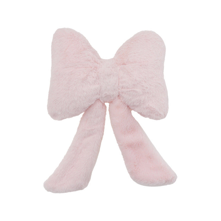 plush bow-shaped decorative throw cushion with long tails and faux-fur texture Stornfield