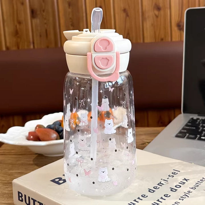 Women's drinking bottle with animal motifs and healthy fruit insert system Stornfield