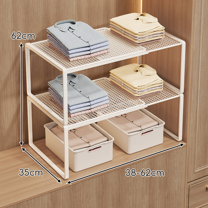 Adjustable Mesh Shelf Riser for Closet Countertop and Cabinet