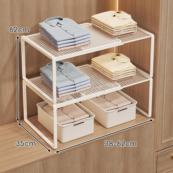 Adjustable Mesh Shelf Riser for Closet Countertop and Cabinet