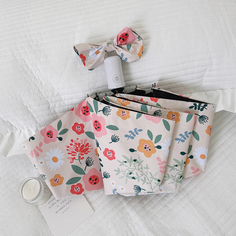 Ladies Folding Umbrella with Floral Design and Cute Details Stornfield