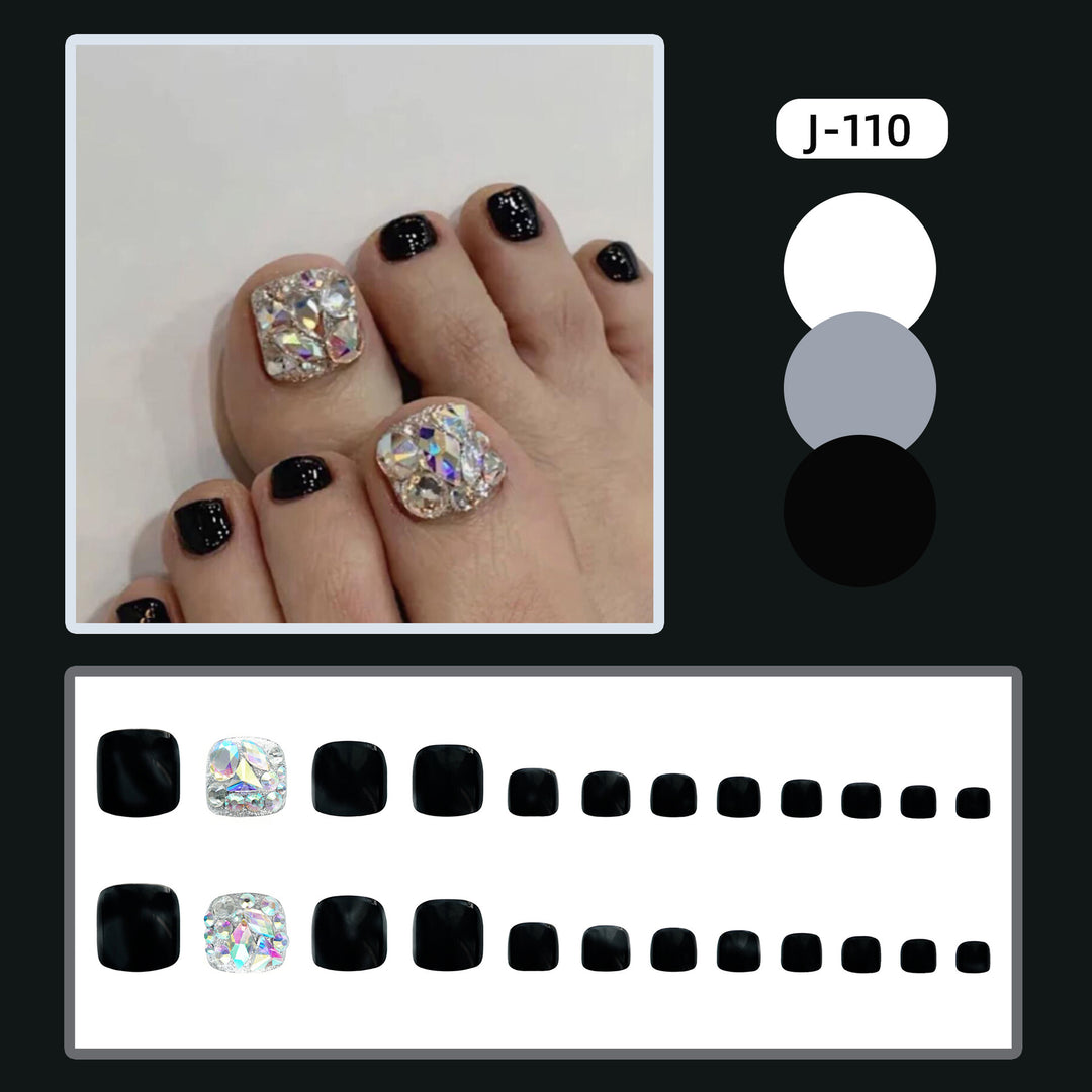 Premium Rhinestone-Embellished Press-On Toenail Set Stornfield