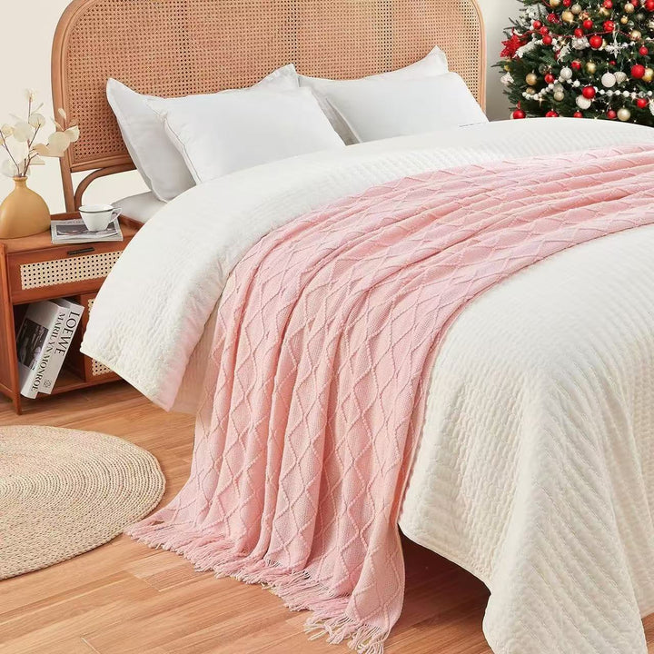 Textured Knit Decorative Throw Blanket