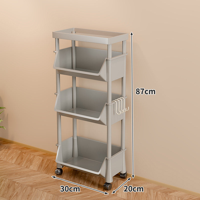 Compact Two-Tier Rolling Storage Cart with Side Hooks