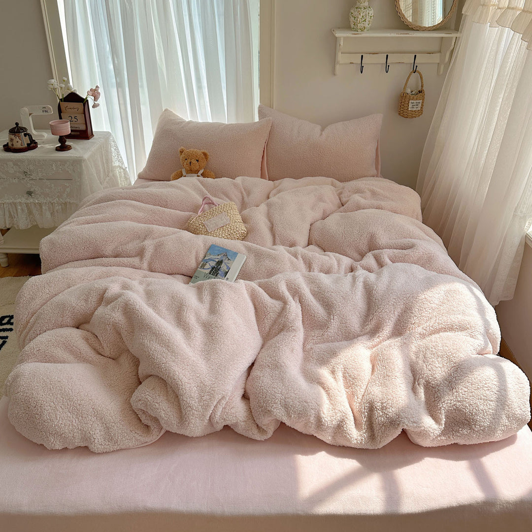 Plush Sherpa Reversible Down-Alternative Comforter Set with Hypoallergenic Fill and Pillow Shams