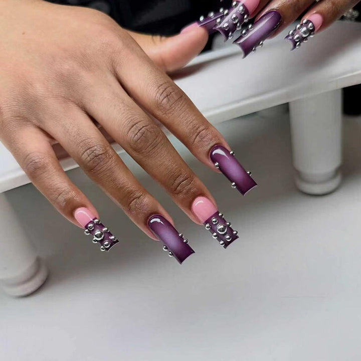 Decorative 3D Stiletto Press-On Nails with Rhinestone Accents Stornfield