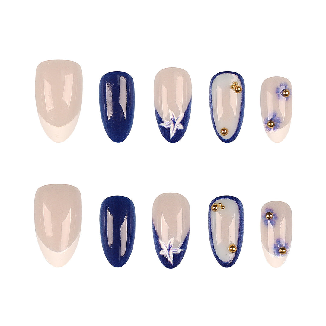 Decorative Press-On Nail Set with Floral Accents  1790956294